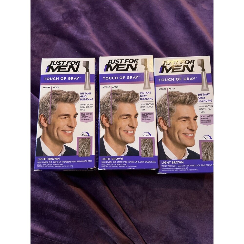 Just For MEN Touch of Gray Hair Treatment Color - Light Brown T-25 (3 Pack)